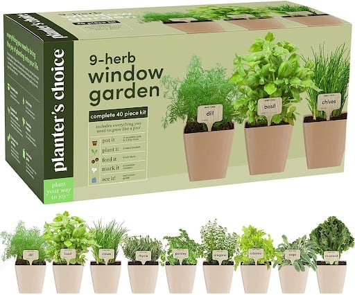 Windowsill 9 herb starter kit from amazon retirement gift for women