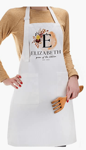 Personalized chef's apron from Lalala Gift Land that would make a unique employee gift.