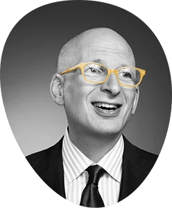 A headshot image of Seth Godin, and how he represents his brand in this photo. Also an example of how to dress for a zoom interview.