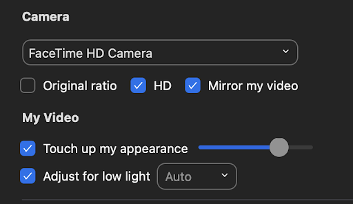 An example showing how you can use your video settings on zoom to make your video higher definition, and look better.