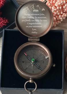 An image of one of many retirement gift ideas, an Engraved compass