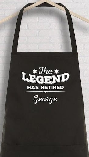 An image of one of many retirement gift ideas, a personalized Chef apron