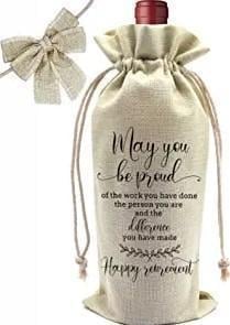 An image of one of many retirement gift ideas, a personalized Elicoly wine bag