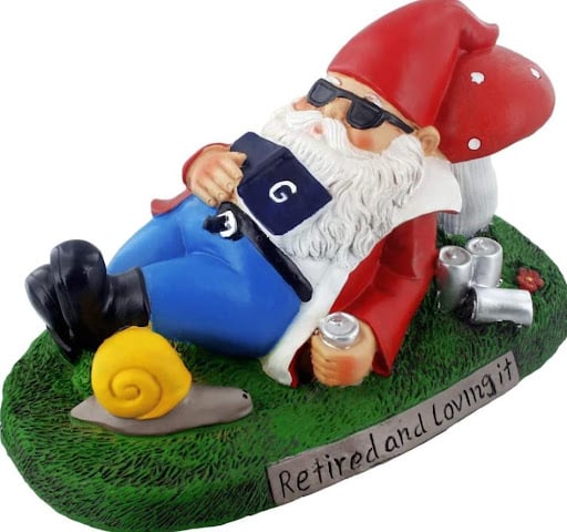 An image of one of many retirement gift ideas, a Gnometastic garden gnome