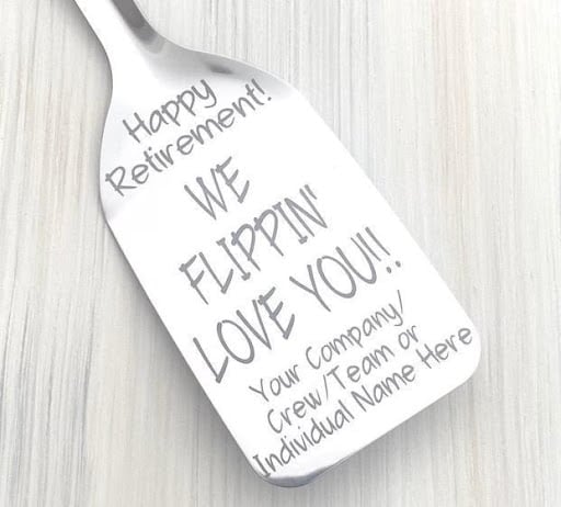An image of one of many retirement gift ideas, a Personalized spatula