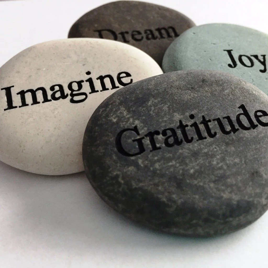 Dream, Gratitude, Imagine & Joy Engraved Stones