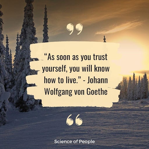 A quote by Johann Wolfgang von Goethe, "As soon as you trust yourself, you will know how to live." This relates to the article which is about confidence quotes.