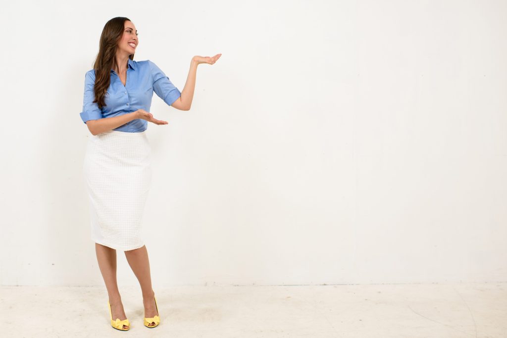 a woman showing her palms up
