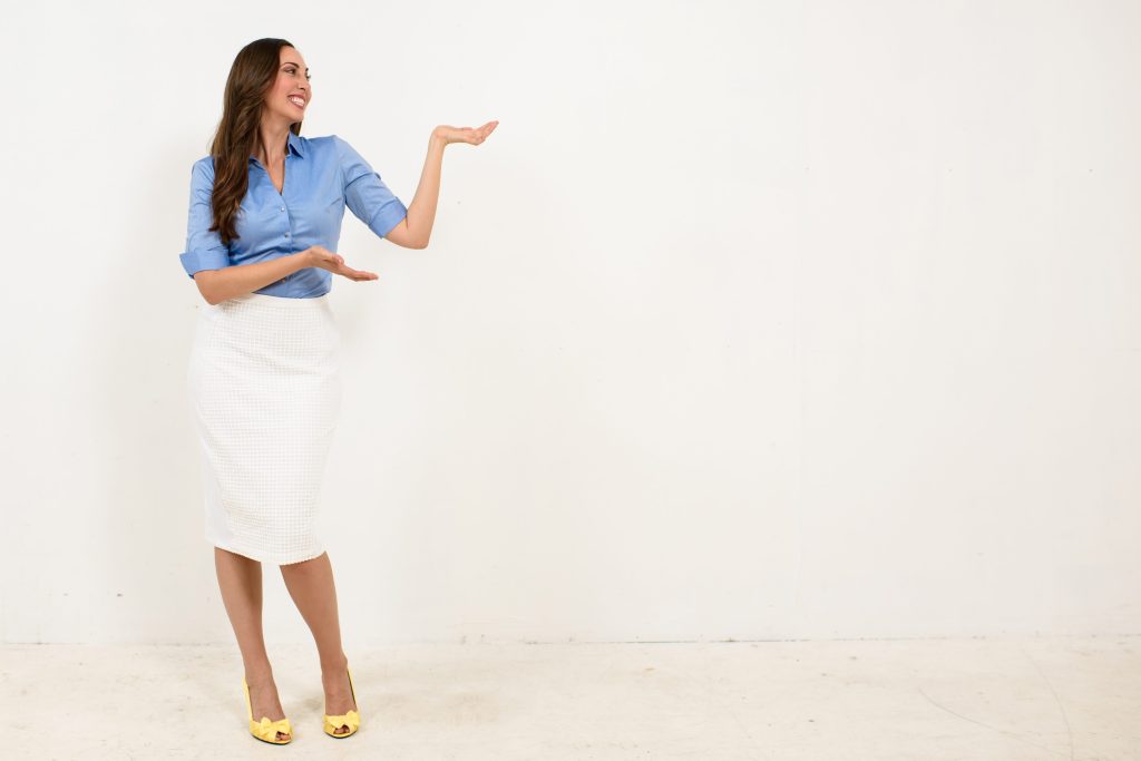 a woman showing her palms up 